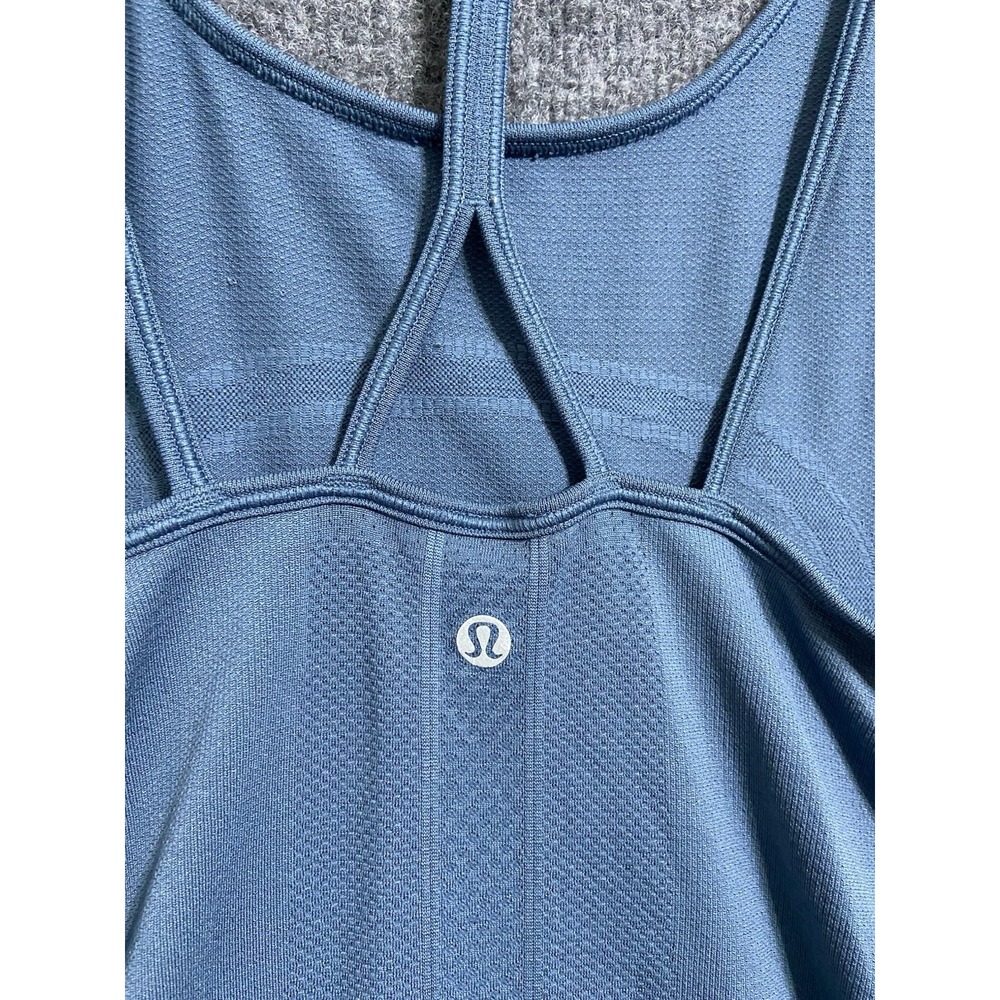 Lululemon Shirt Women 10 Blue Swiftly Tech Strappy Tank Top Athleisure Run SNAGS - Picture 6 of 7